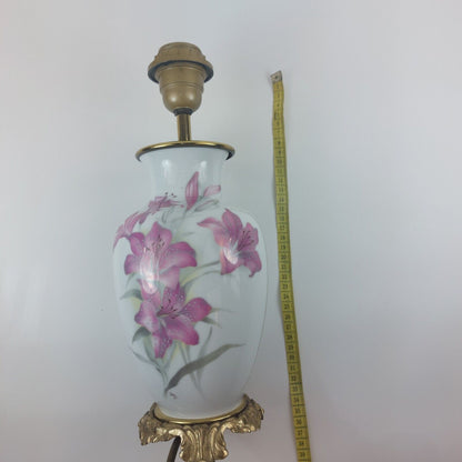 Vintage Limoges France Hand Painted Porcelain Brass Table Lamp Artist Signed35cm