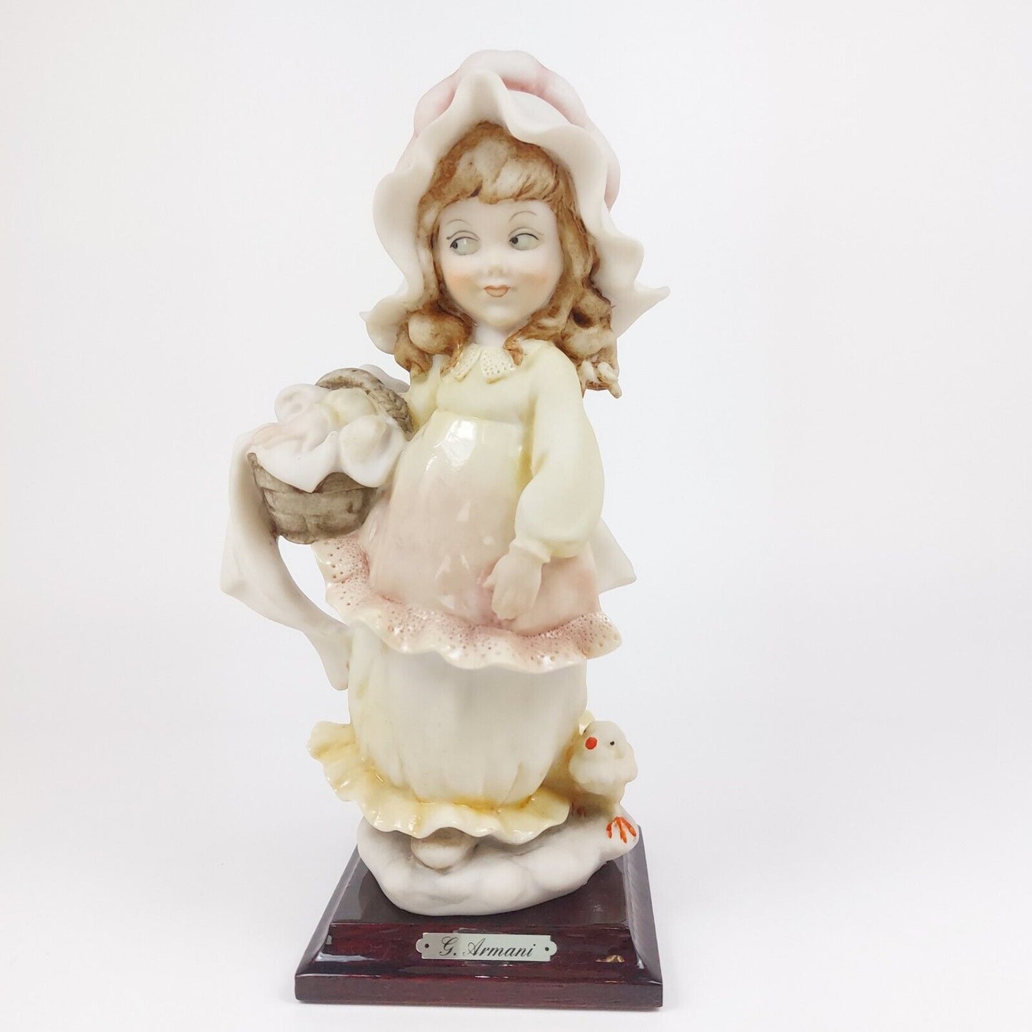 1984 Giuseppe Armani Pink Hat Girl with Basket Figurine - Florence Collectible