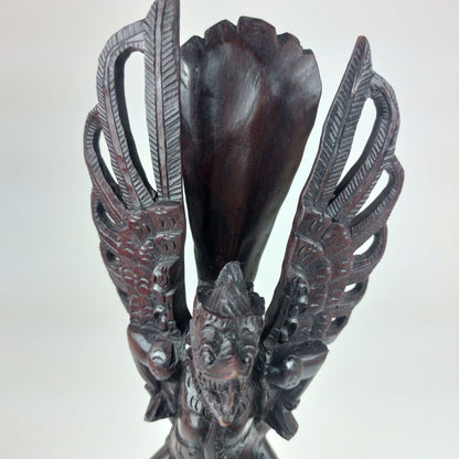 Vintage Garuda Statue Hand Carved Wood 10-Inch Mythical Creature Figurine