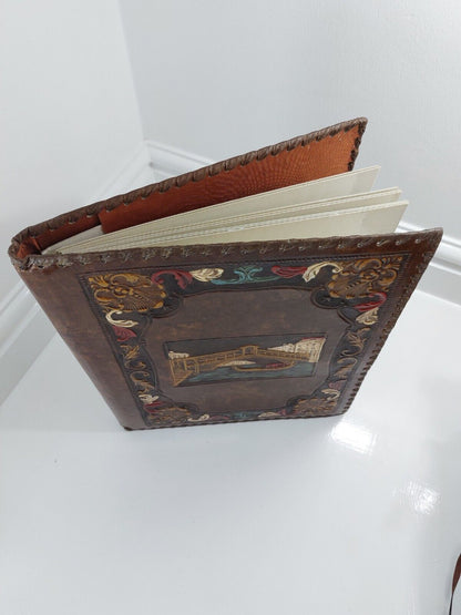 Hand-Painted Photography Embossed Leather Photo Album - Handmade Vintage Venice