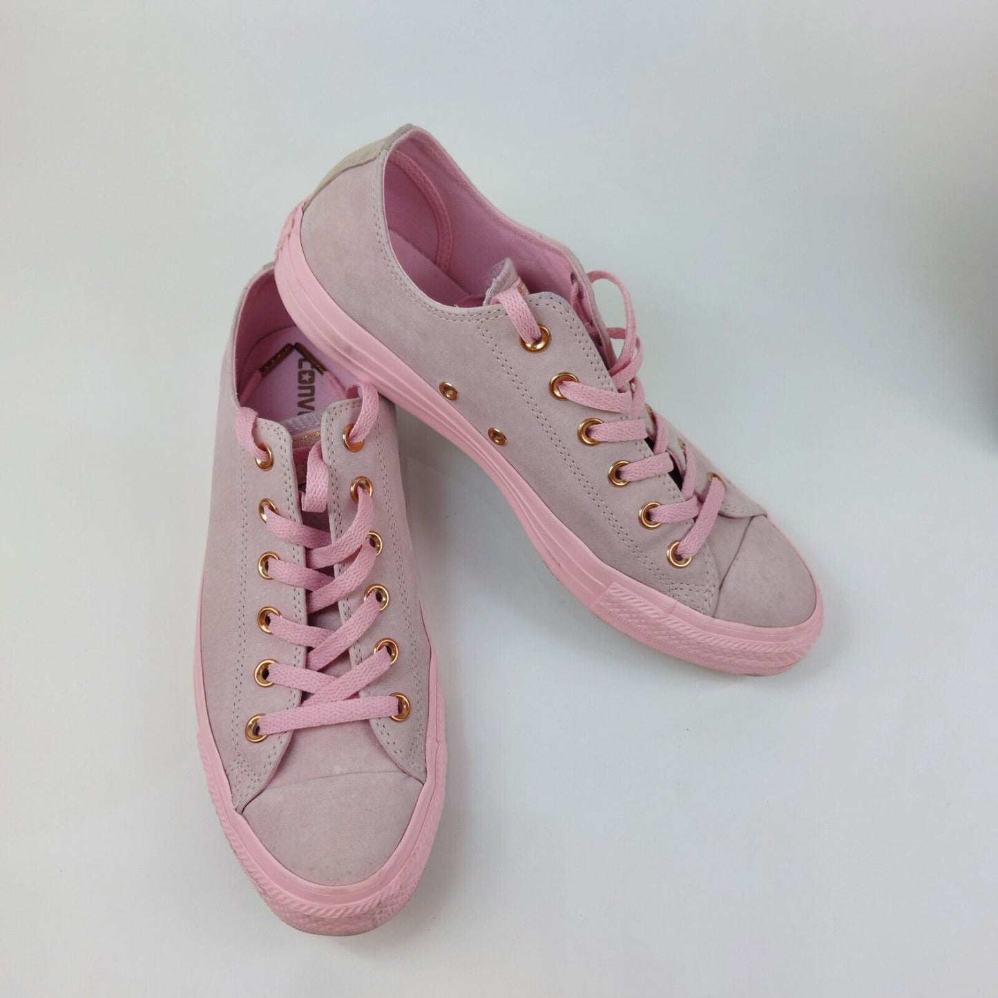 Converse Chuck Taylor All Star UK Size 8 Powder Pink Suede, Used Boxed, Good Con