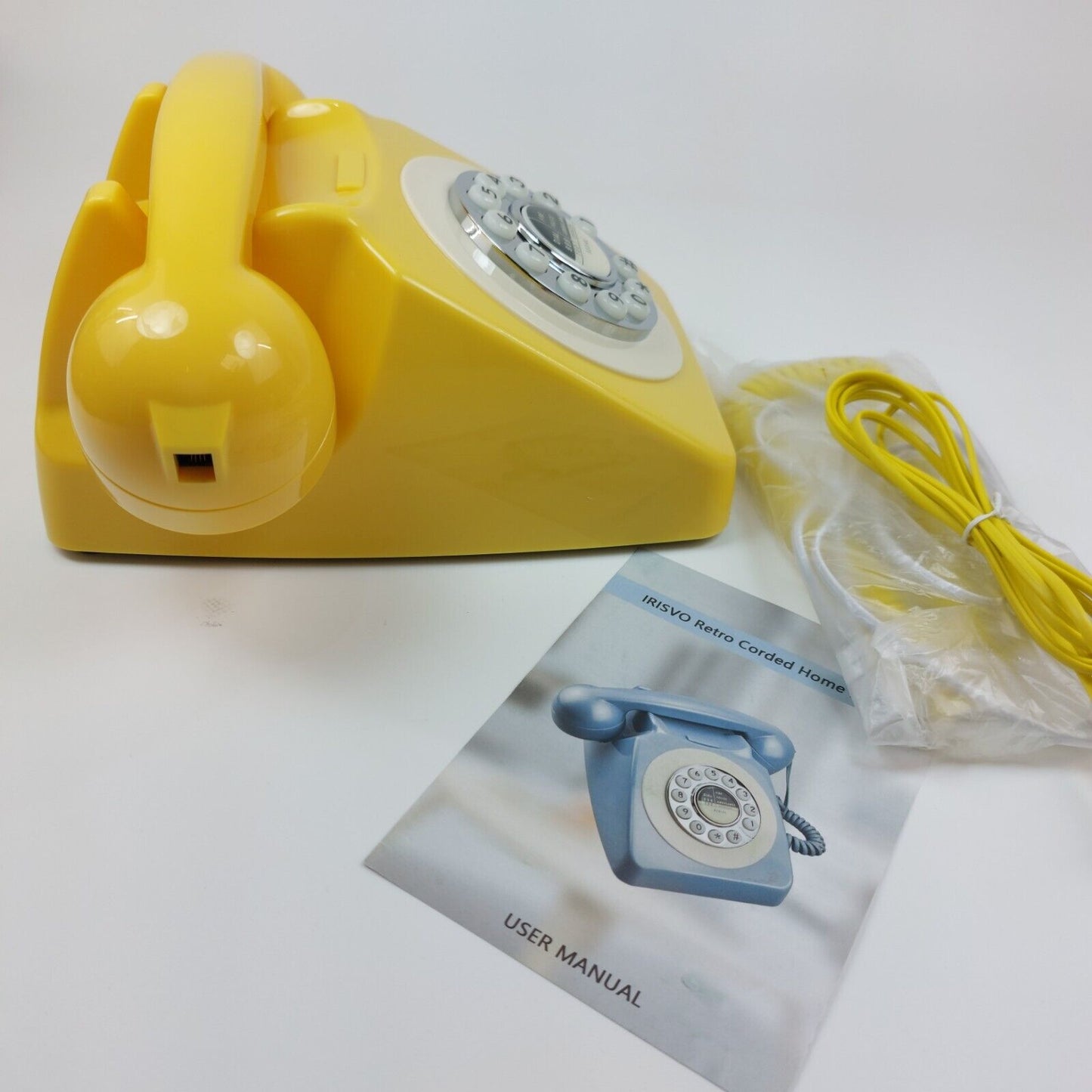 IRISVO Retro Yellow Corded Home Phone - Classic Dial