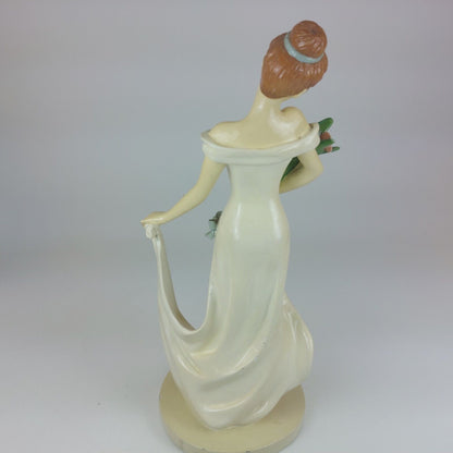 Rare Elegant Vintage Ceramic Figurine, Lady with Flowers, Good Condition