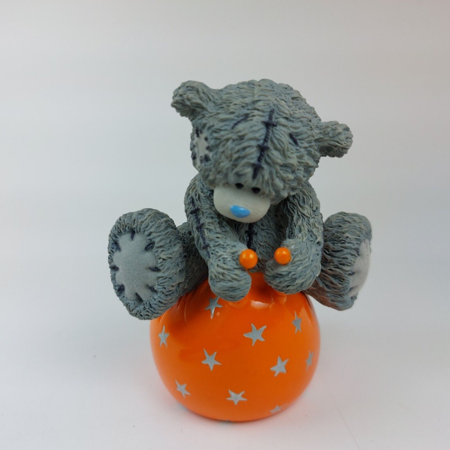 "Me to You" Grey Tatty Teddy on Orange Starry Ball - Handmade and Painted