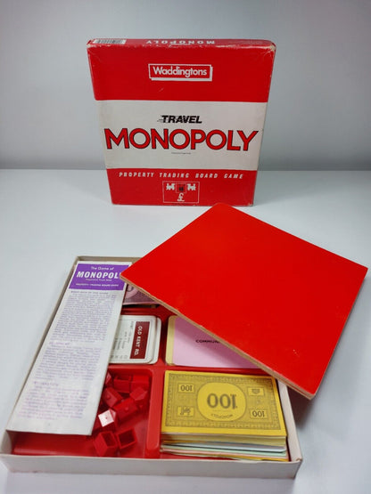 Vintage Monopoly Travel Edition Red Box Waddingtons 1984 Collectable