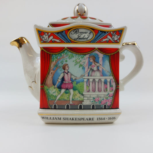 SADLER English Teapot Romeo and Juliet Gold Trim Staffordshire Collectible