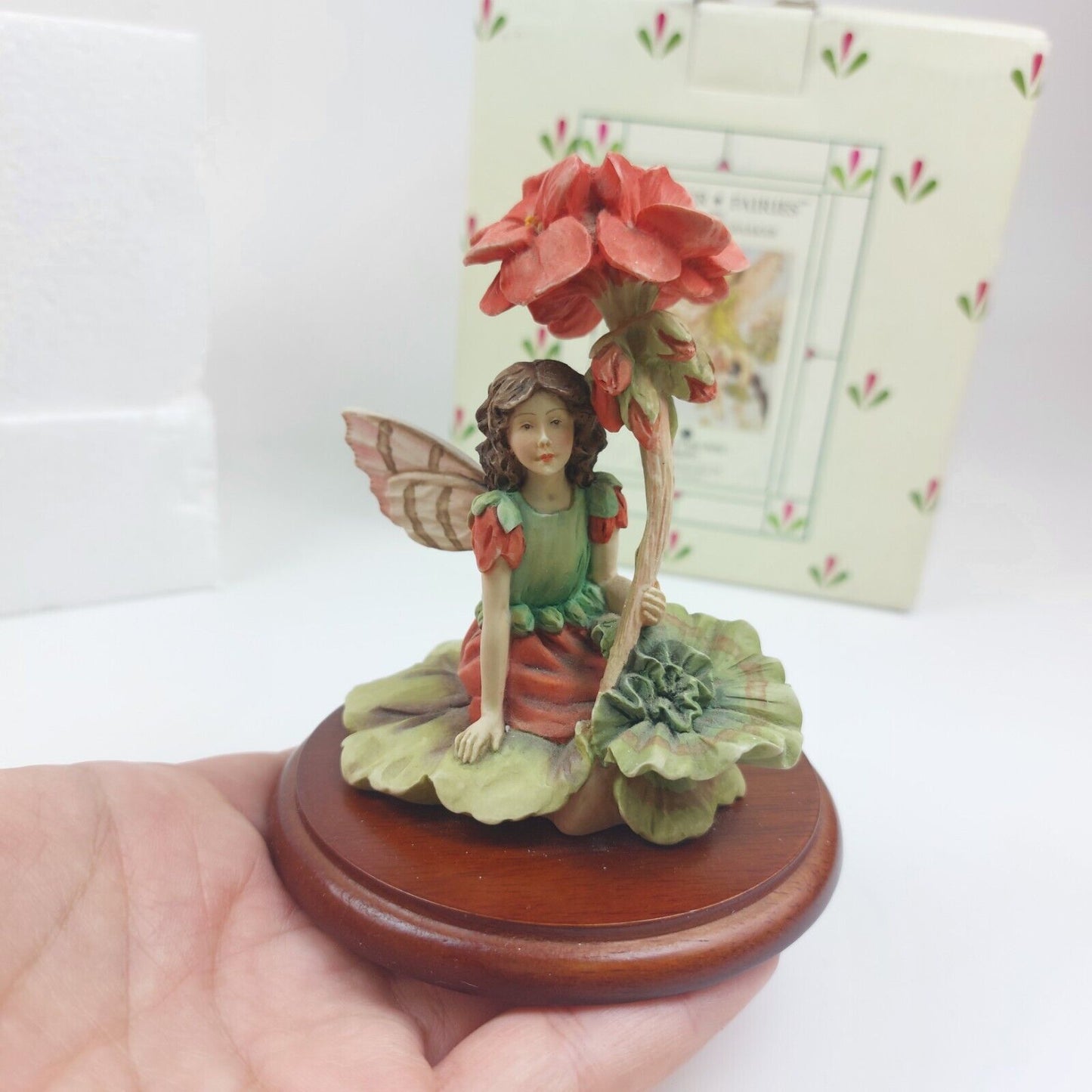 1999 Geranium Flower Fairy Figurine by Cicely Mary Barker - Retired Vintage Garden Fairy Ornament