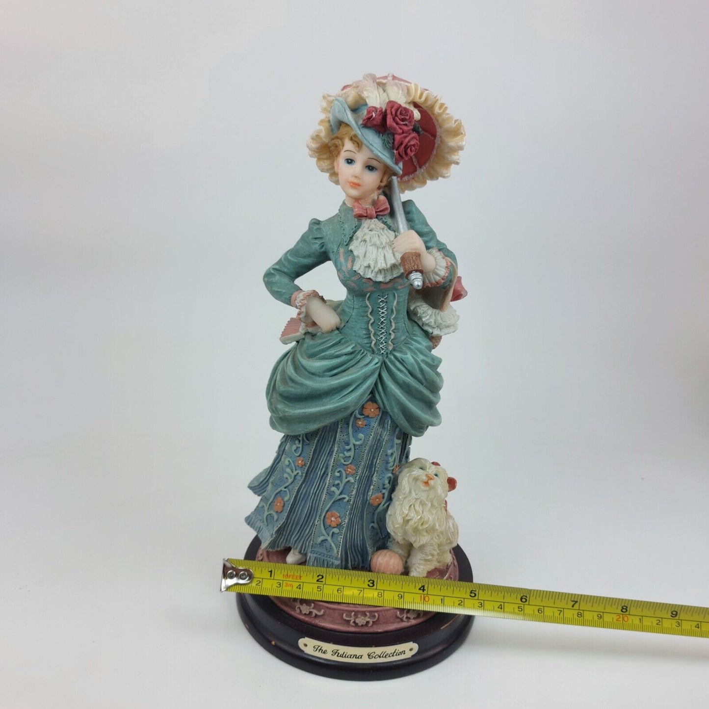 Juliana Collection Porcelain Victorian Lady Figurine with Dog Collectible 10.5"