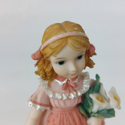 Juliana Collection Decorative Figurine Girl with Doves Porcelain Pink Dress