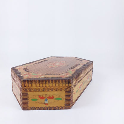 Vintage Bulgarian Hand-Painted Wooden Jewelry Box