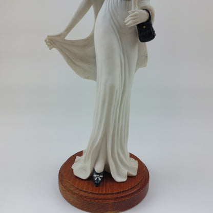 Art Deco Elegant Lady Figurine "Sheila" with Coat, Hat, and Bag - 11.75" - white