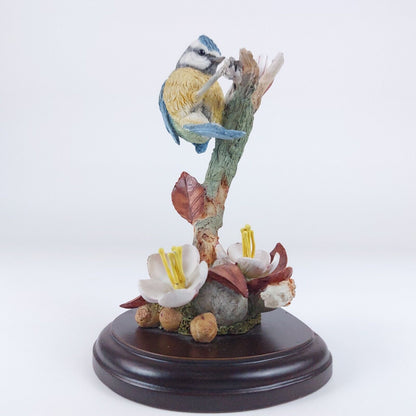 Country Artists "Bluetit with Cherry Blossom" Handcrafted Resin Figurine, Signed