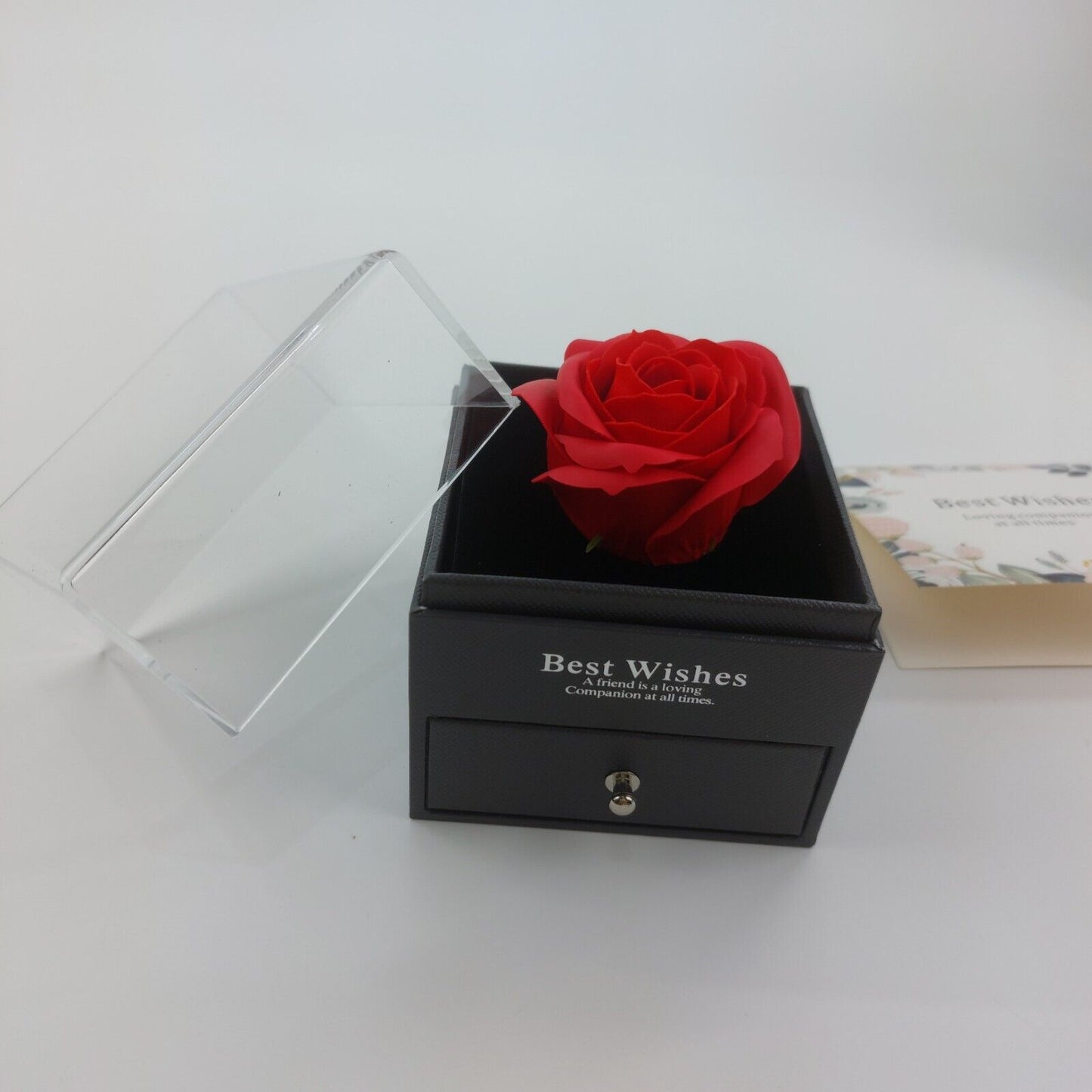 Red Silk Rose, Gifts for Her Eternal Rose Jewelry Box With Necklace Gift  Gf Mum