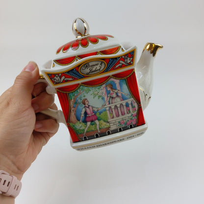 SADLER English Teapot Romeo and Juliet Gold Trim Staffordshire Collectible