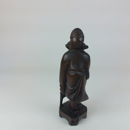 Antique Chinese Nanmu Wood Carved Figurine, Qing Dynasty, Good Condition