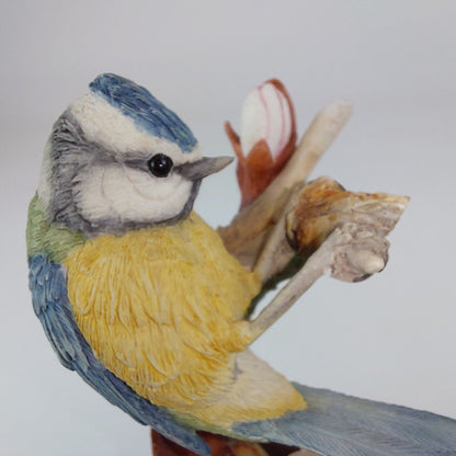 Country Artists "Bluetit with Cherry Blossom" Handcrafted Resin Figurine, Signed