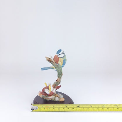 Country Artists "Bluetit with Cherry Blossom" Handcrafted Resin Figurine, Signed