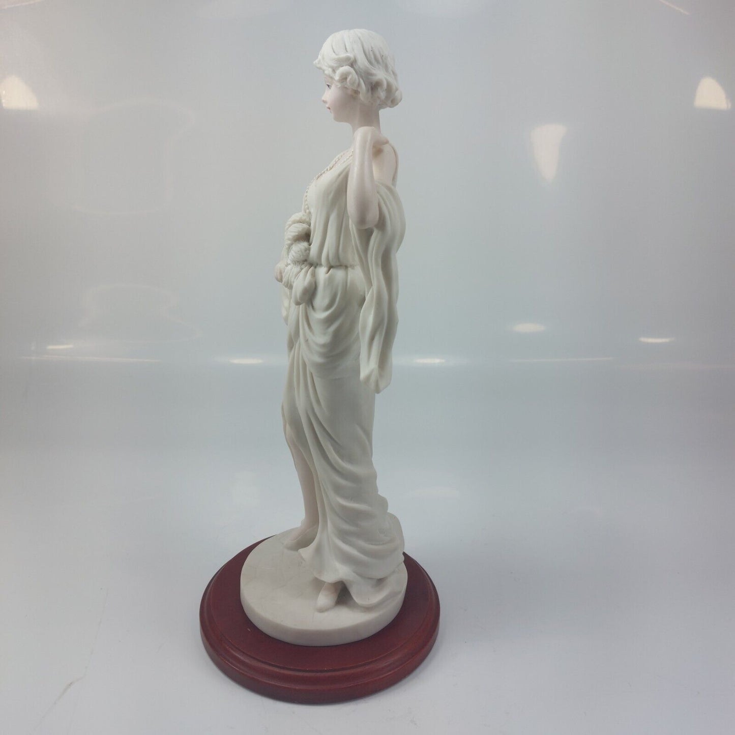 Detailed Lady Figurine with Pearl Necklace, Collectible Sculpture, Art Deco