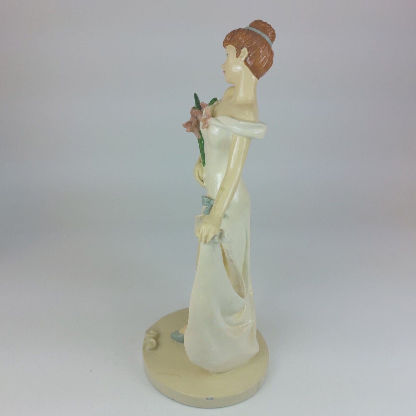 Rare Elegant Vintage Ceramic Figurine, Lady with Flowers, Good Condition