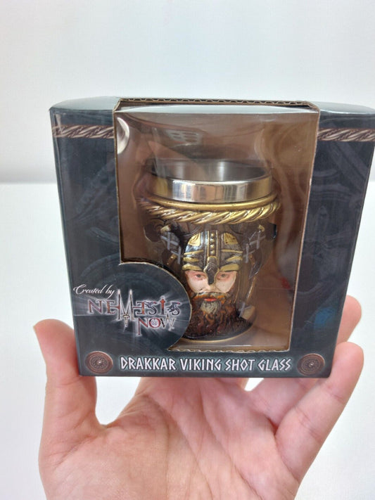 Nemesis Now Drakkar Viking Shot Glass- Hand-Painted Resin with Stainless Steel