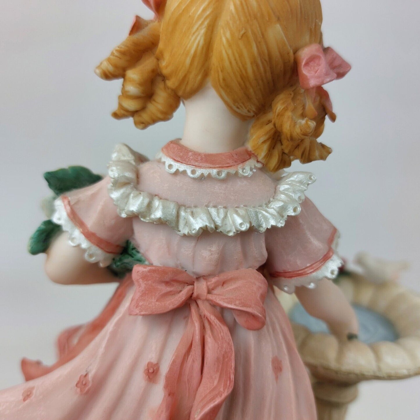 Juliana Collection Decorative Figurine Girl with Doves Porcelain Pink Dress