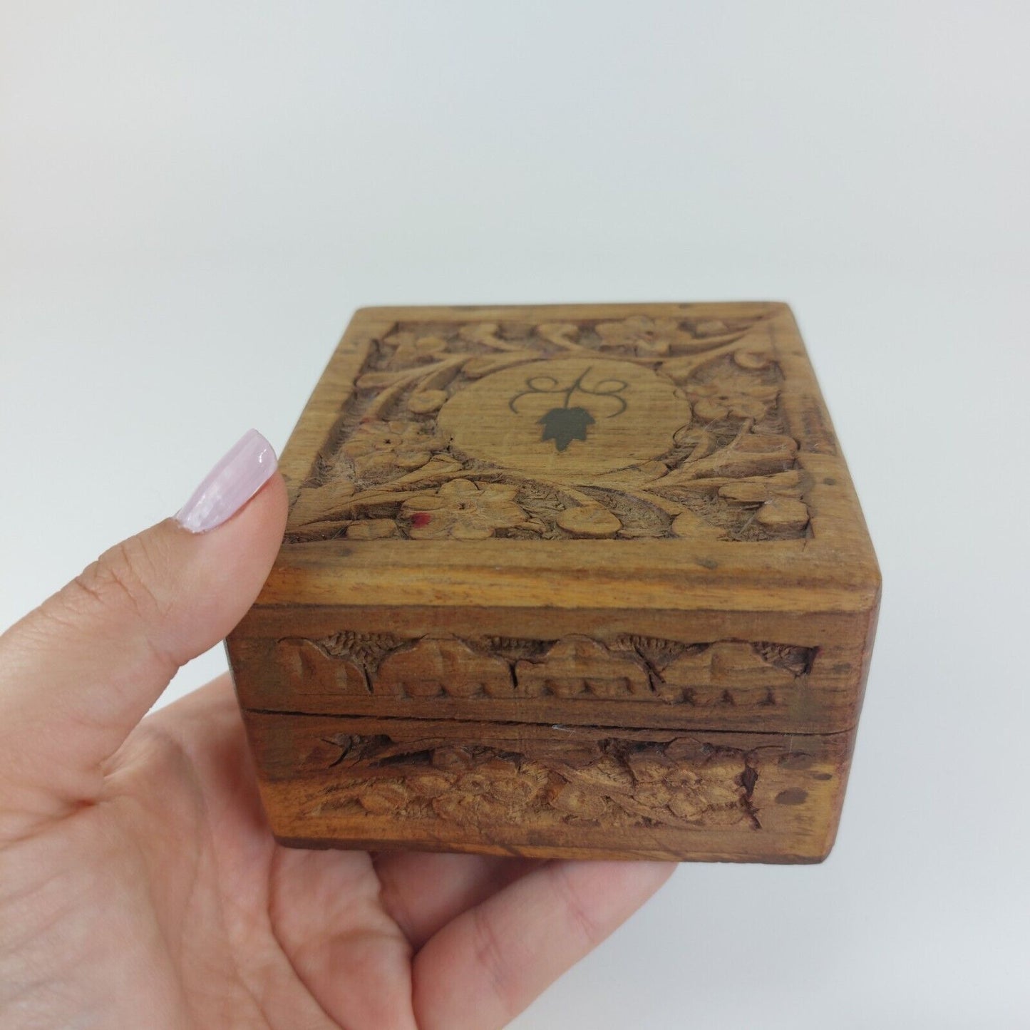 Vintage Hand-Carved Wooden Jewelry Boxes - Set of 3, Intricate Designs