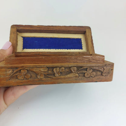 Vintage Hand-Carved Wooden Jewelry Boxes - Set of 3, Intricate Designs