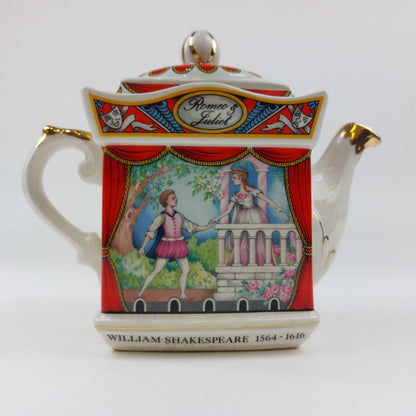 SADLER English Teapot Romeo and Juliet Gold Trim Staffordshire Collectible