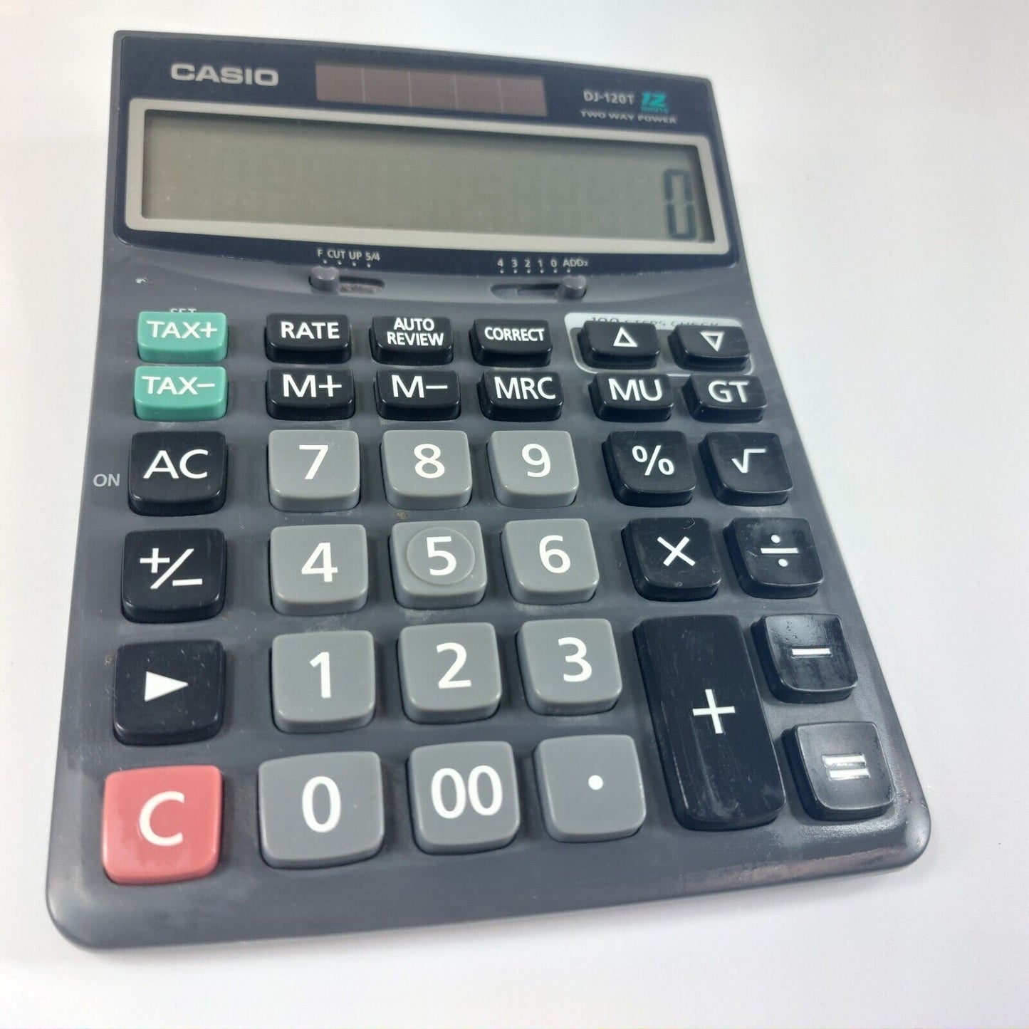 Casio DJ-120T Calculator - 12 Digits, 100 Steps Check, Two Way Power - Solar/Bat