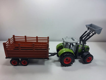 Agricultural Tractor  with Trailer  1:16 Scale - Zhong Sheng 950, Green and Red