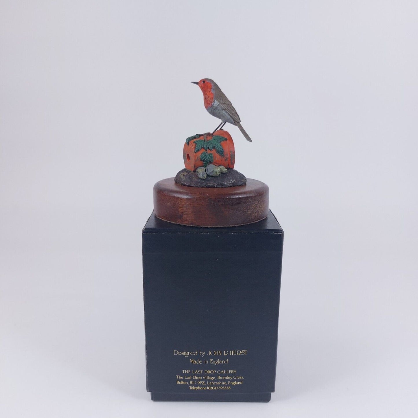 The Merlin Collection Hand Painted Robin Figurine on Wooden Base - Decor Art