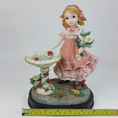 Juliana Collection Decorative Figurine Girl with Doves Porcelain Pink Dress