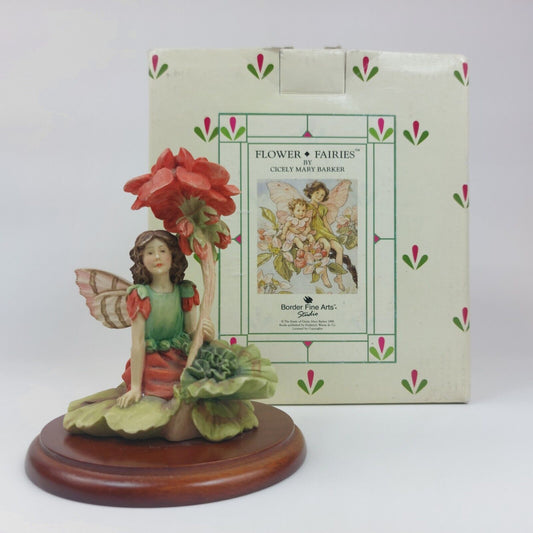 1999 Geranium Flower Fairy Figurine by Cicely Mary Barker - Retired Vintage Garden Fairy Ornament