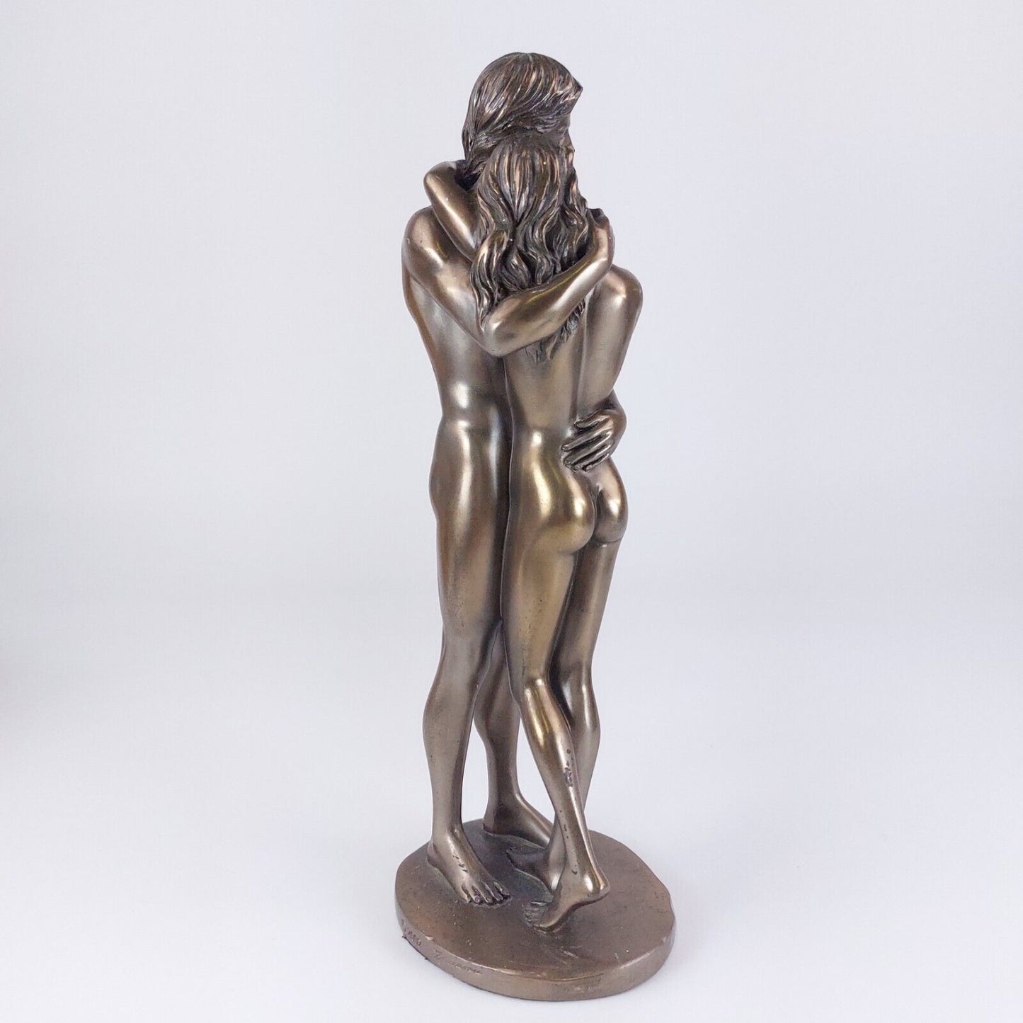 Bronze Effect Resin Embracing Couple Nude Sculpture