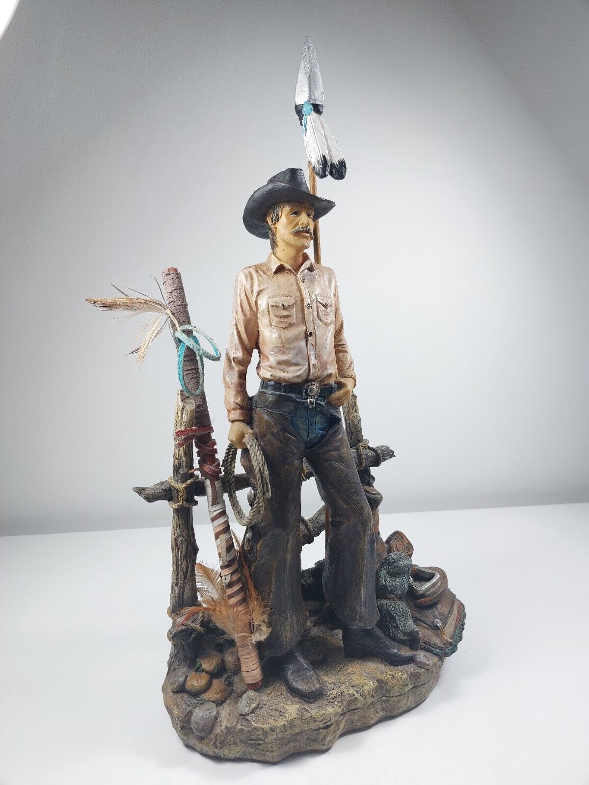 Rare Cowboy Western Figurine - Detailed Resin Sculpture, Excellent Condition