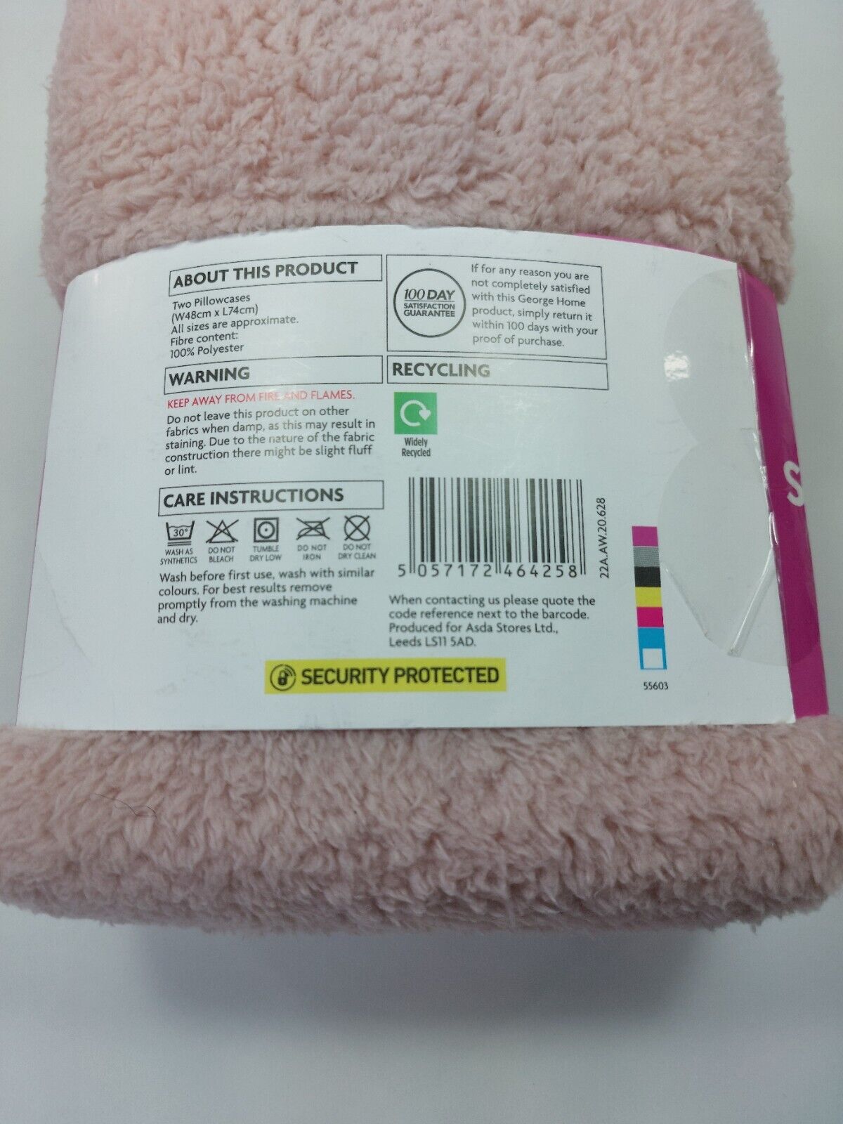 George Home Teddy Fleece Thermal Single Fitted Sheet & Pillowcase Set - Pink