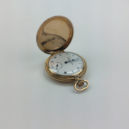 1929 Thomas Russell & Son Full Hunter Pocket Watch, Swiss Movement, Gold Plated