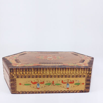 Vintage Bulgarian Hand-Painted Wooden Jewelry Box