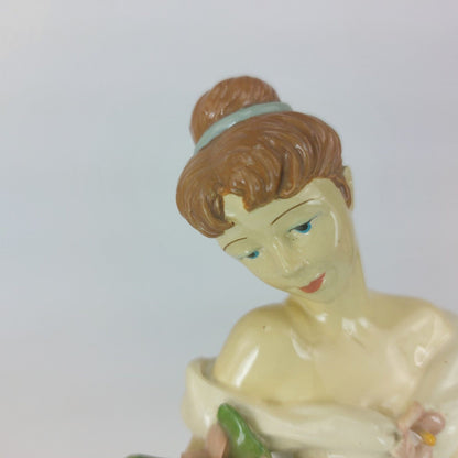 Rare Elegant Vintage Ceramic Figurine, Lady with Flowers, Good Condition