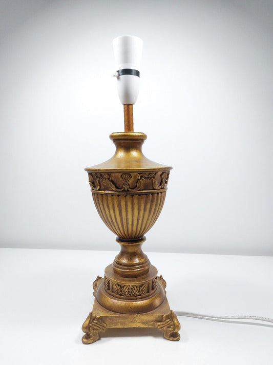 Vintage Gold / Gilt Resin table lamp, 40cm. Tested, See The Pictures, Demaged