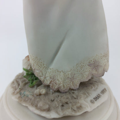 A. Belcari Capodimonte Figurine, Signed 1987, Italian Porcelain Girl with Dog