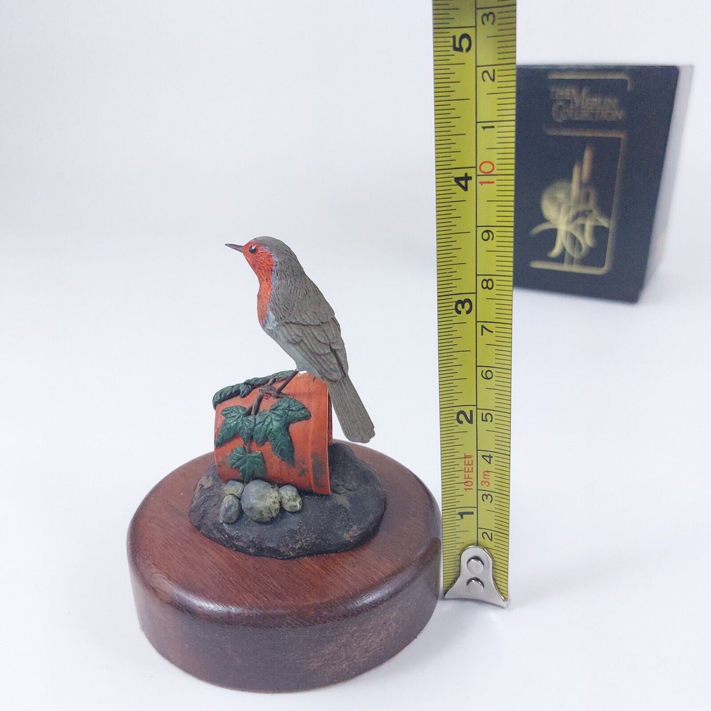 The Merlin Collection Hand Painted Robin Figurine on Wooden Base - Decor Art