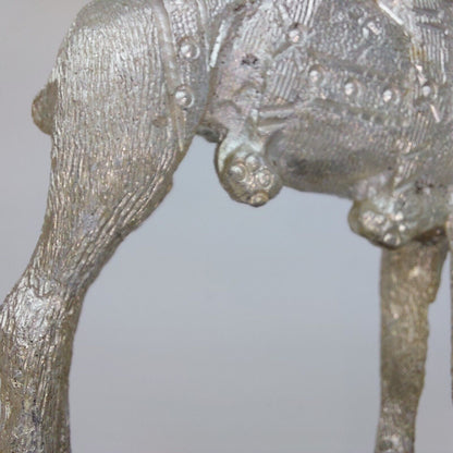 Silver-Plated Metal Camel Statue, Ornate 5.5 Inch Collectible