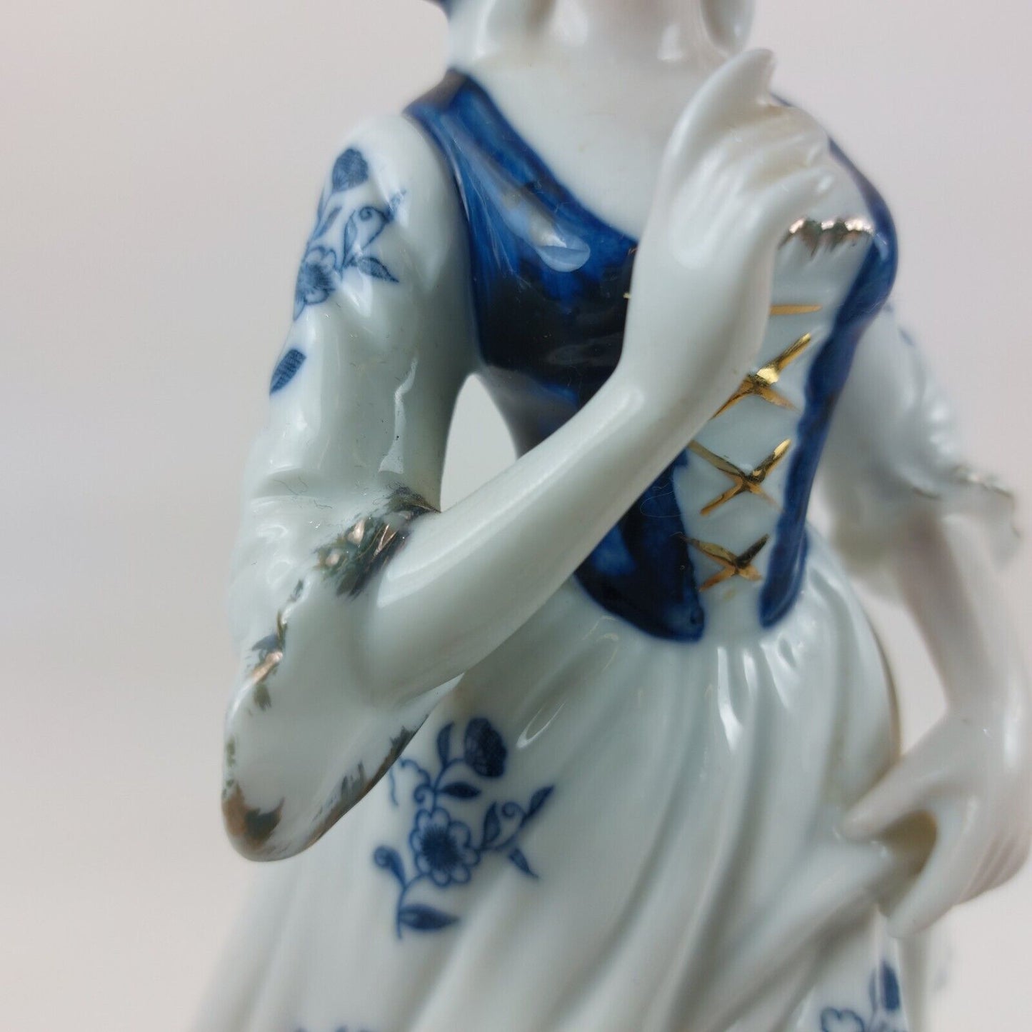 Leonardo Collection Porcelain Lady Figurine with Dog, Blue and White Dress