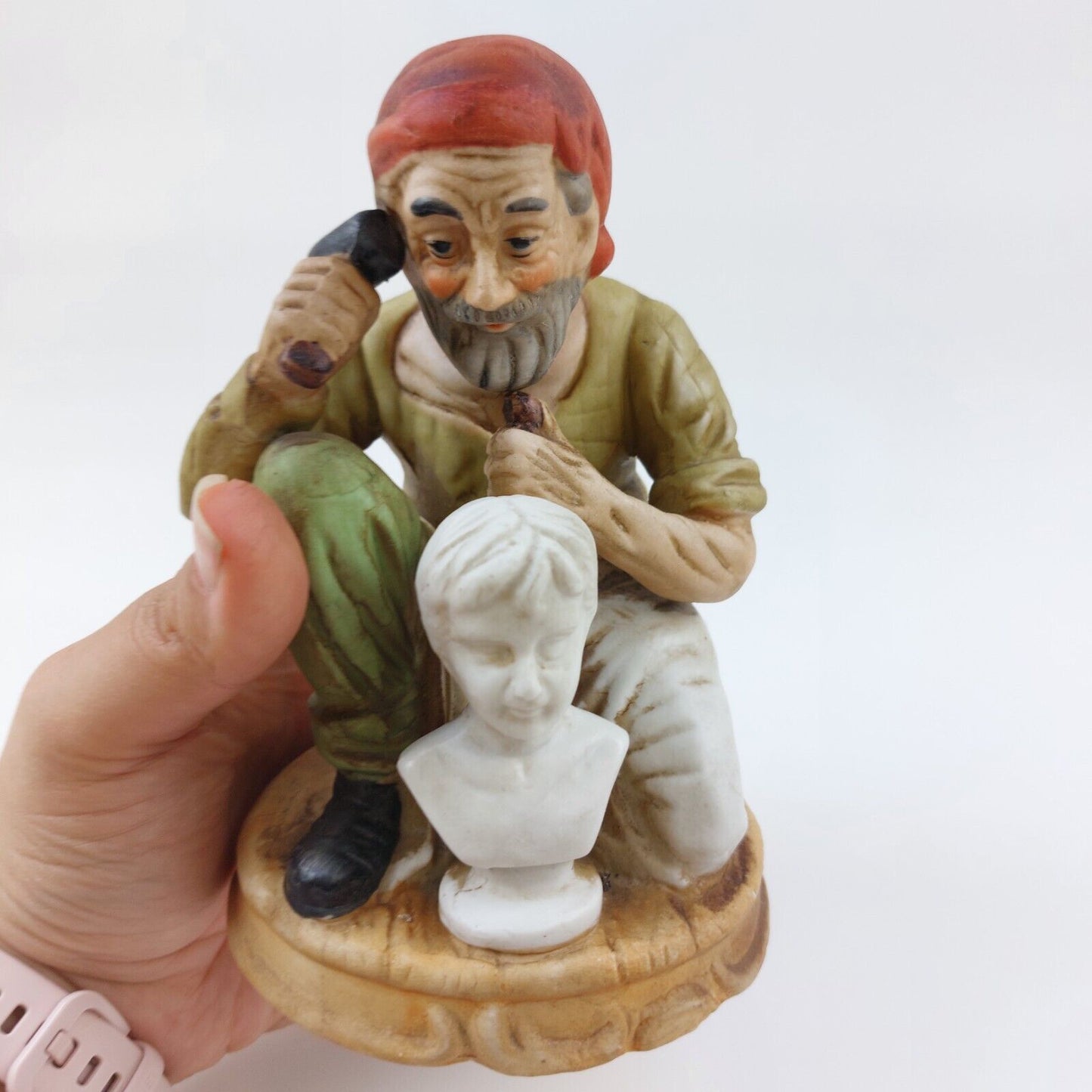 Vintage Porcelain Sculptor Figurine - 1960s Artist Bust Statue Maker, 6" Collect