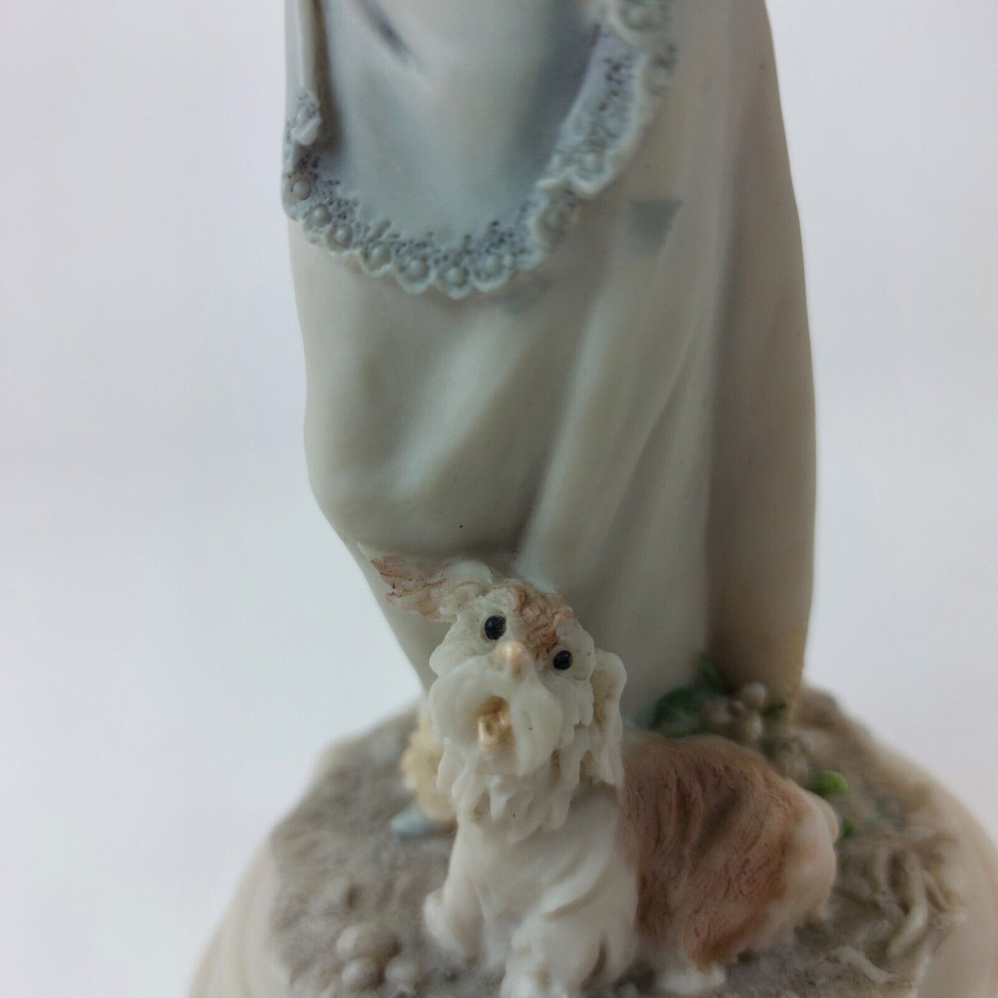 A. Belcari Capodimonte Figurine, Signed 1987, Italian Porcelain Girl with Dog