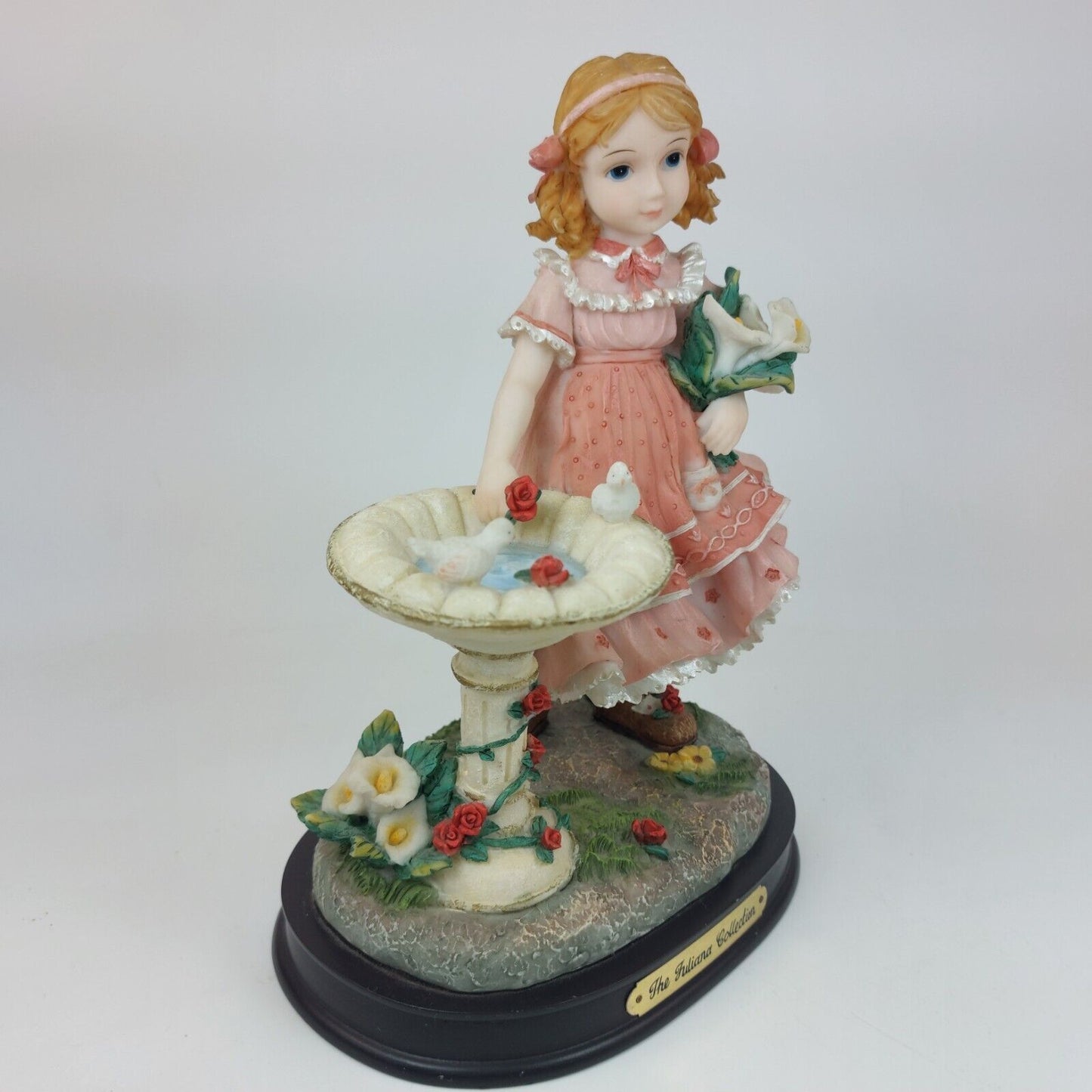 Juliana Collection Decorative Figurine Girl with Doves Porcelain Pink Dress