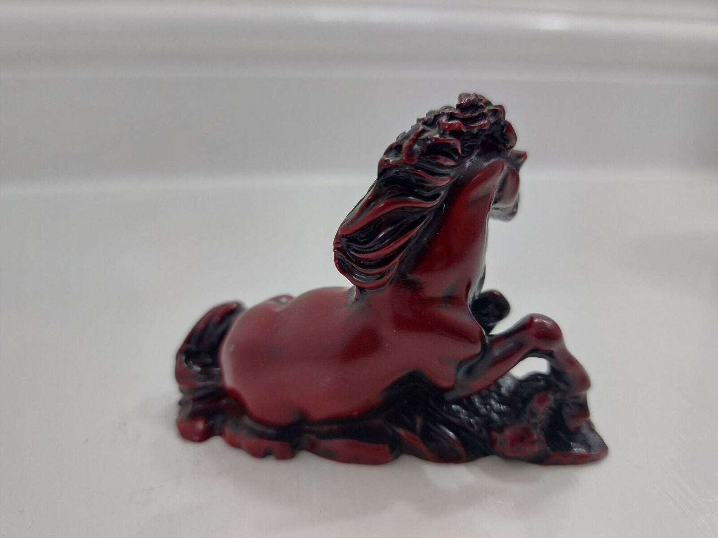 Chinese Wild Horse Sculpture - 3" Red Resin Figure - Asian Art - Vintage