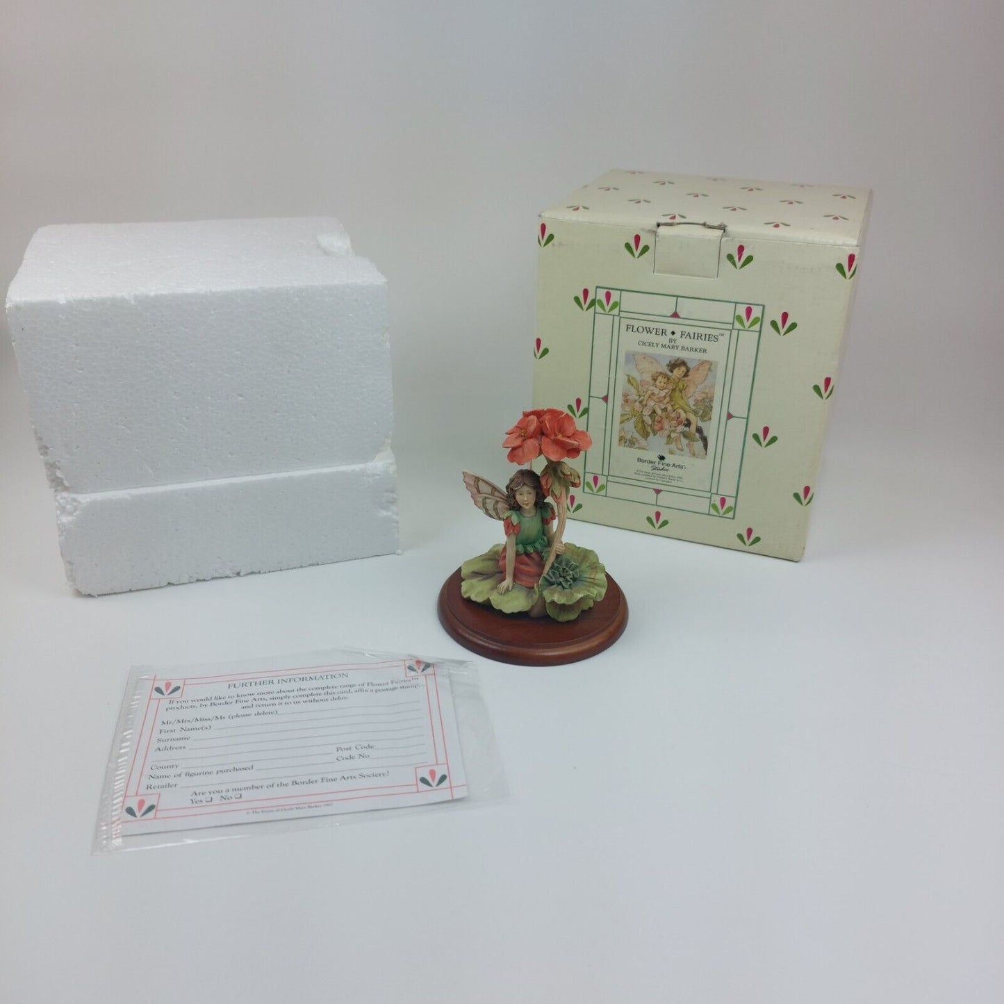 1999 Geranium Flower Fairy Figurine by Cicely Mary Barker - Retired Vintage Garden Fairy Ornament