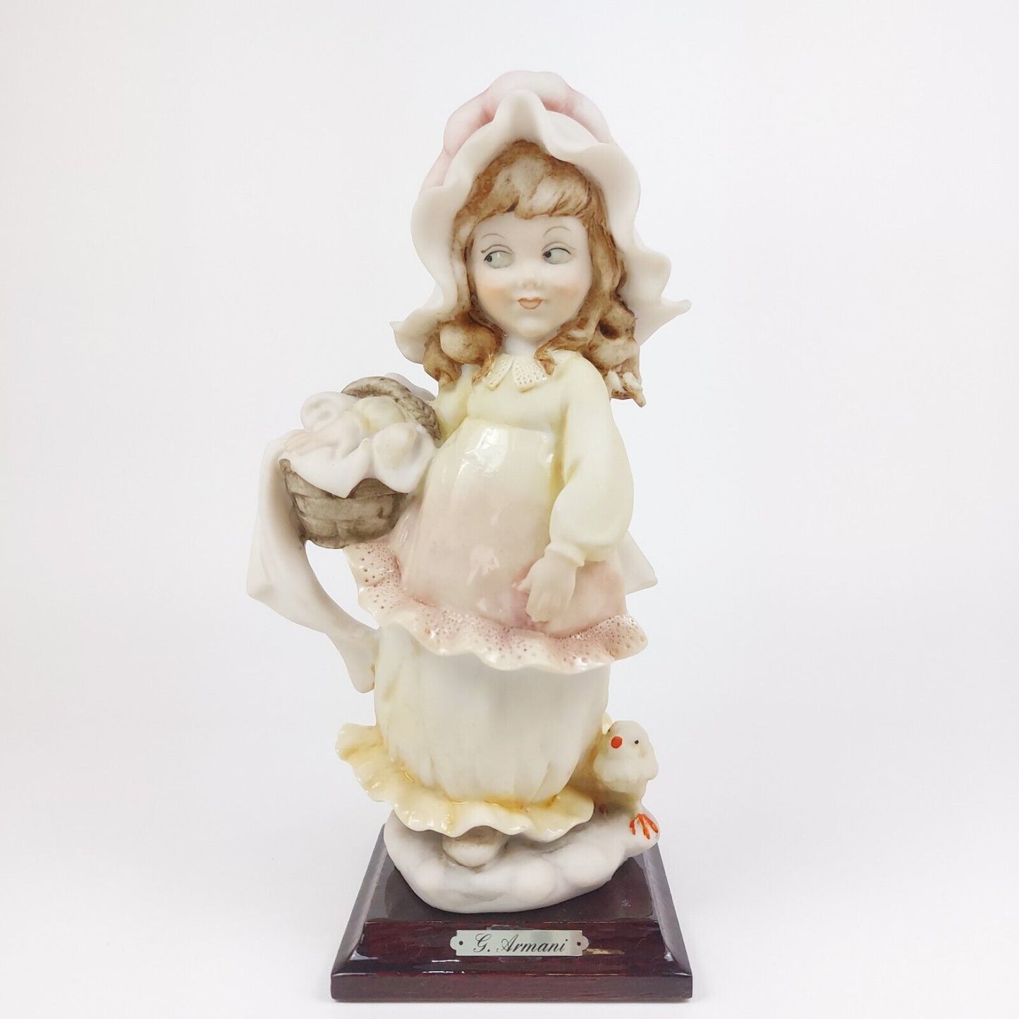 1984 Giuseppe Armani Pink Hat Girl with Basket Figurine - Florence Collectible